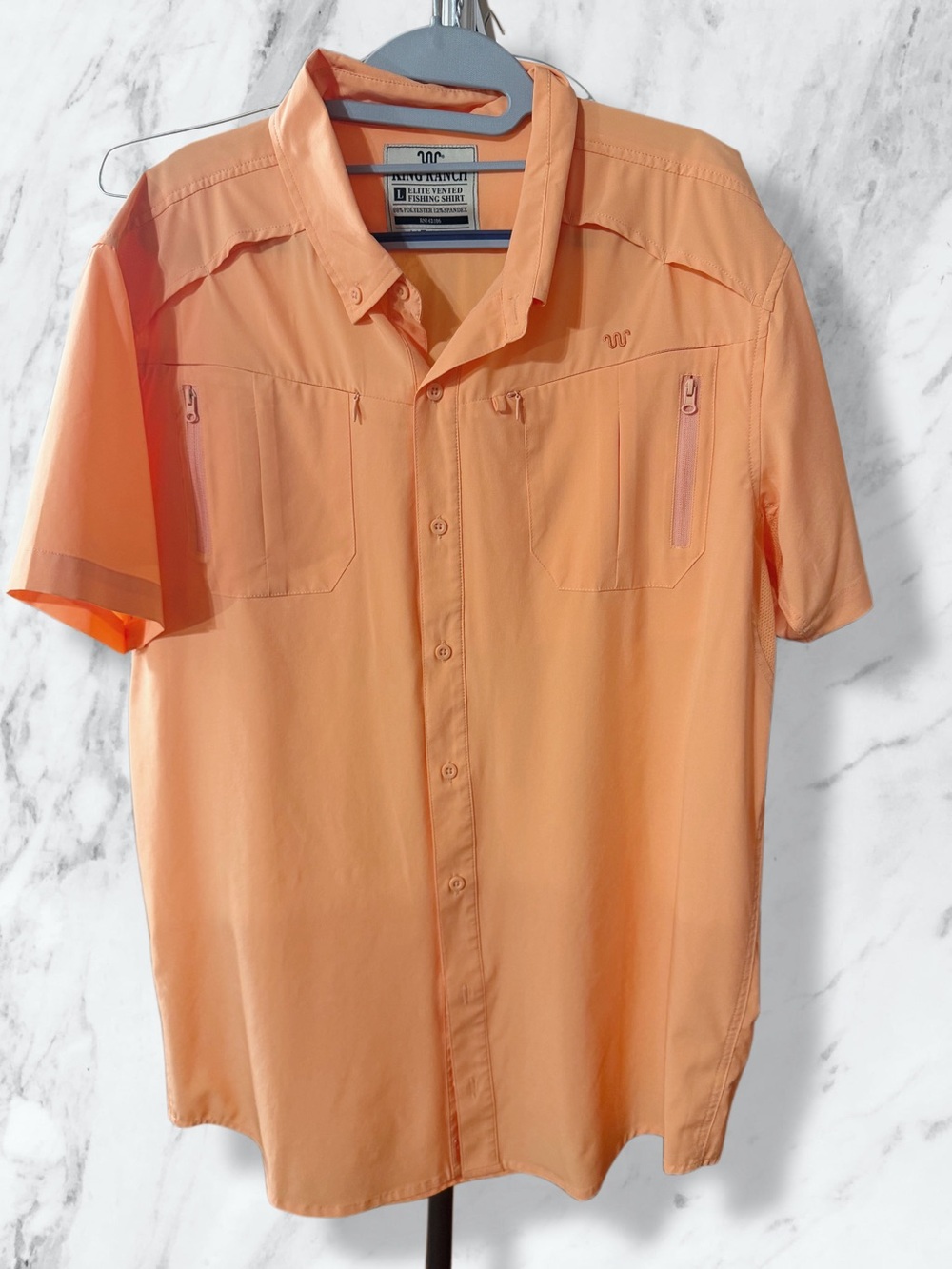 King Ranch Men’s Salmon/Orange Short-Sleeve Fishing shirt